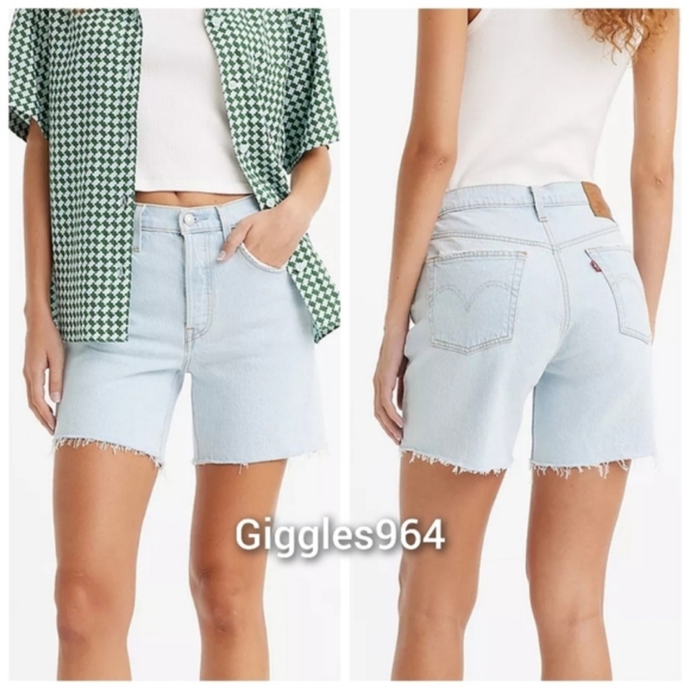 Levi's Premium 501 Mid Thigh Bermuda Shorts Light Wash NWT